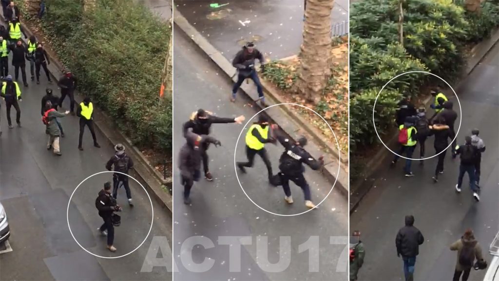 Gilets jaunes à Paris : Un journaliste violemment frappé en pleine rue par plusieurs individus.