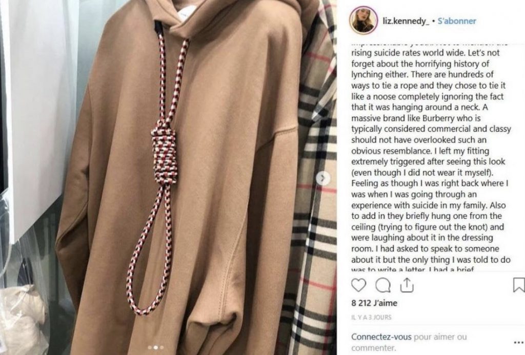 La marque de vêtements Burberry retire un pull accusé d’inciter au suicide.