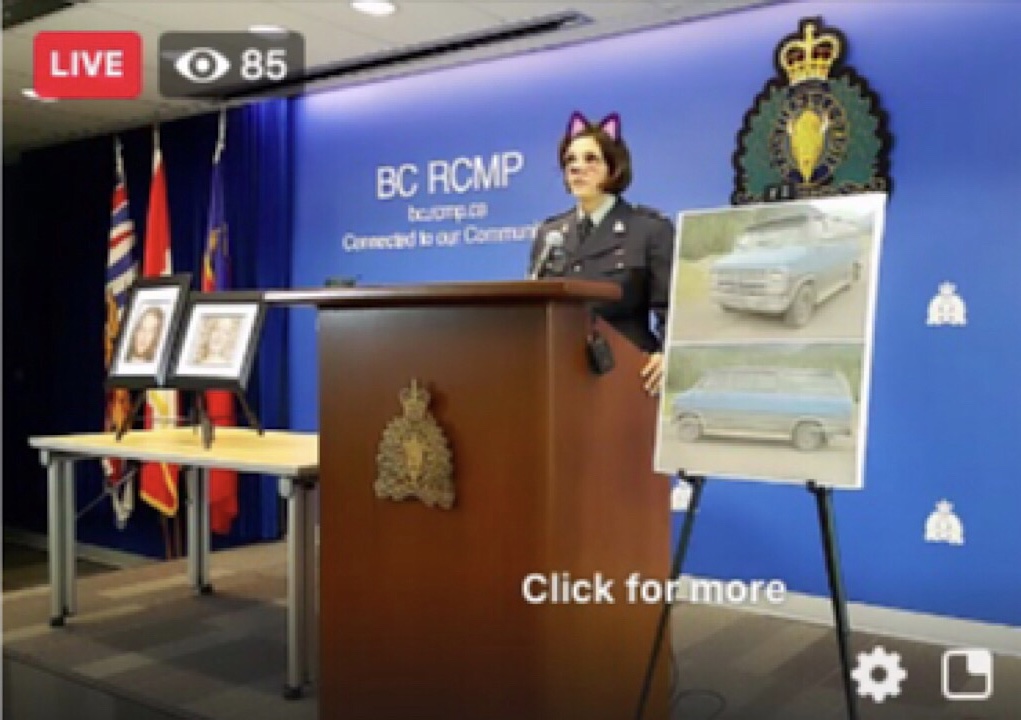 Canada : Évoquant des meurtres, la gendarmerie fait un direct avec le filtre oreilles de chat