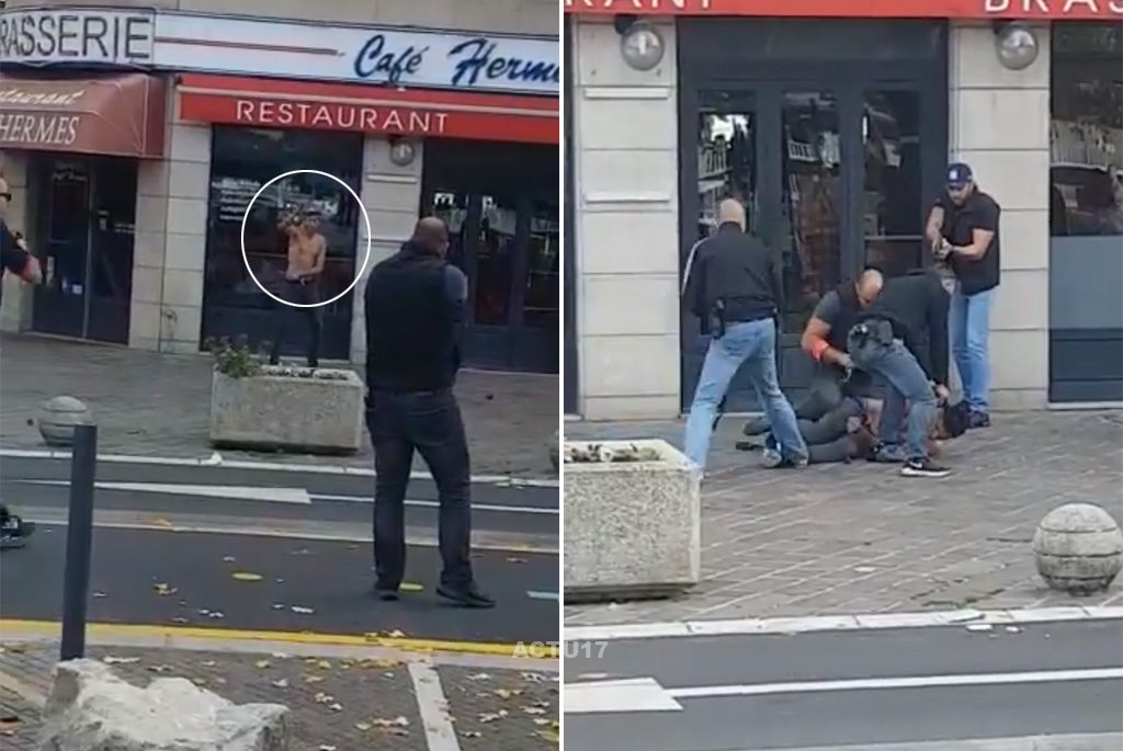 Grenoble : Les images de l'interpellation de l'homme armé de 2 couteaux qui hurlait «Allah Akbar»