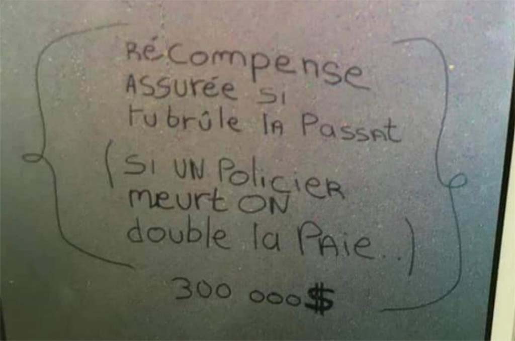 «Si un policier meurt, on double la paie, 300 000$», des tags visant la police découverts à Floirac