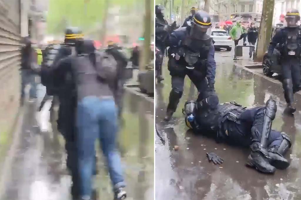 Manifestation du 1er Mai à Lyon : 27 policiers et gendarmes blessés, un CRS poussé violemment par terre