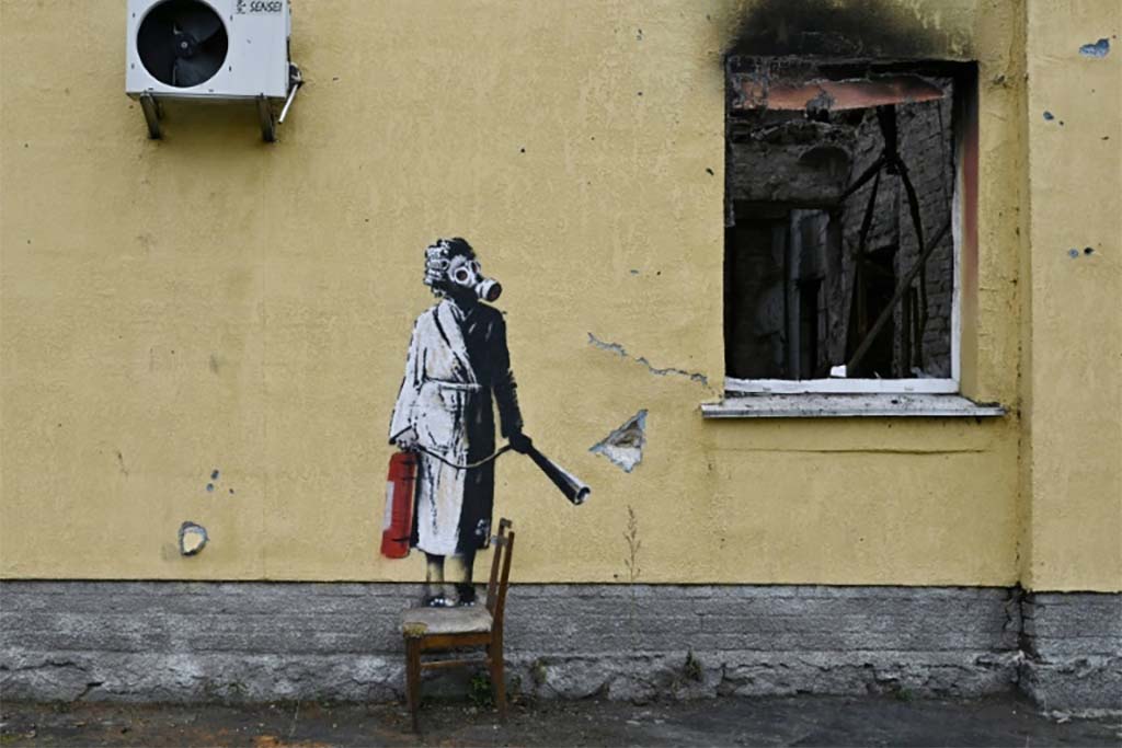 Tentative de vol d'une œuvre de Banksy dans la banlieue de Kiev, plusieurs interpellations